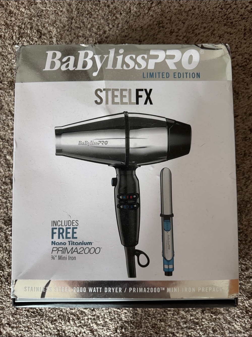 BaByliss SteelFX Limited Edition Black and Silver Hair Dryer with Mini Iron